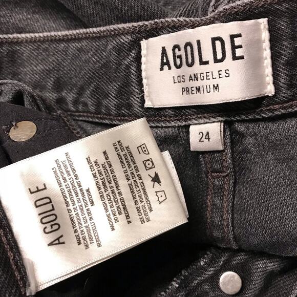 AGOLDE Jamie Straight Void Washed Black High Rise Slim Leg Cropped Denim Jean 24 - Picture 9 of 11